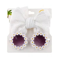 Flower Kids Bow & Sunglasses (White)