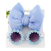 Flower Kids Bow & Sunglasses (Blue)