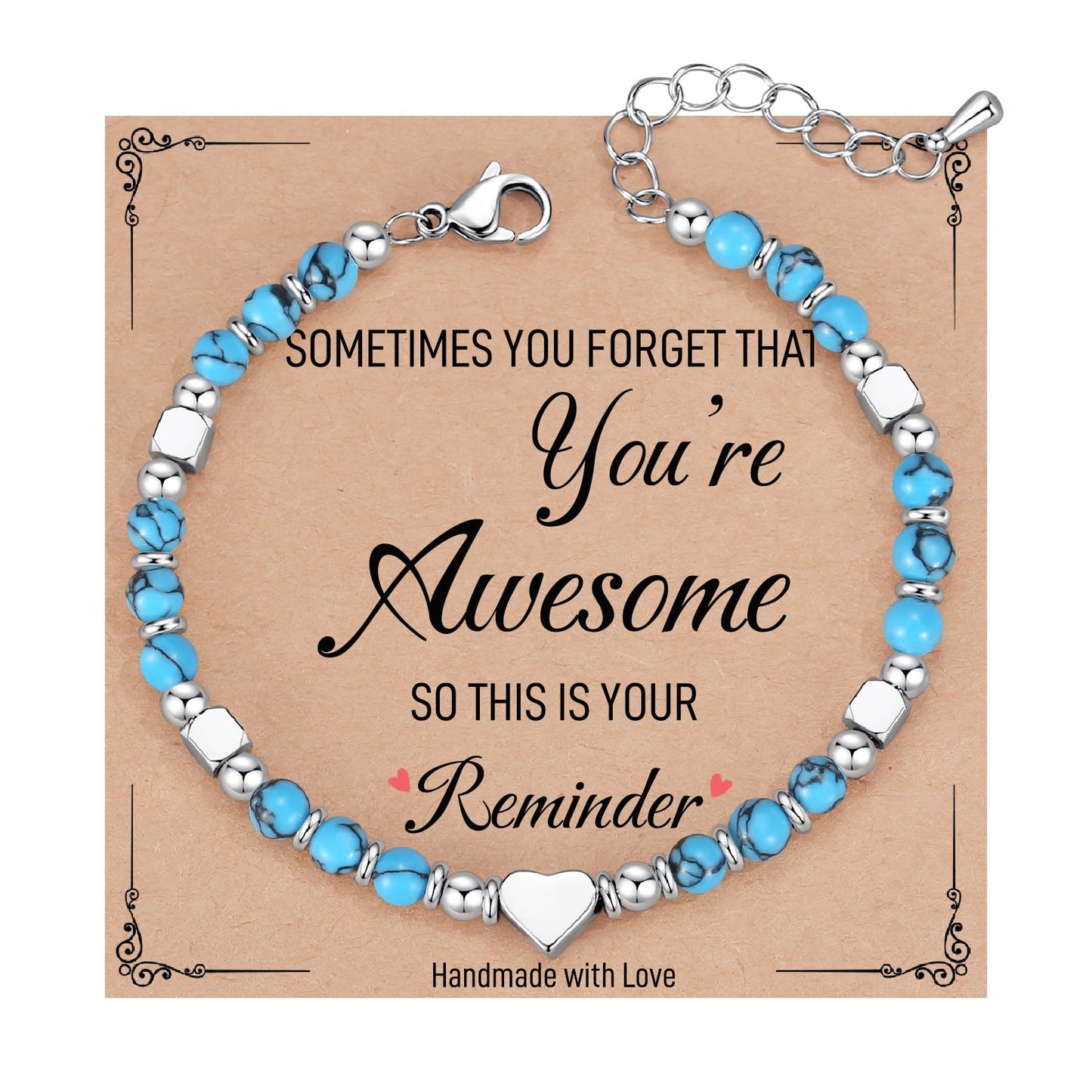 You're Awesome Beaded Bracelet (Blue, Silver)