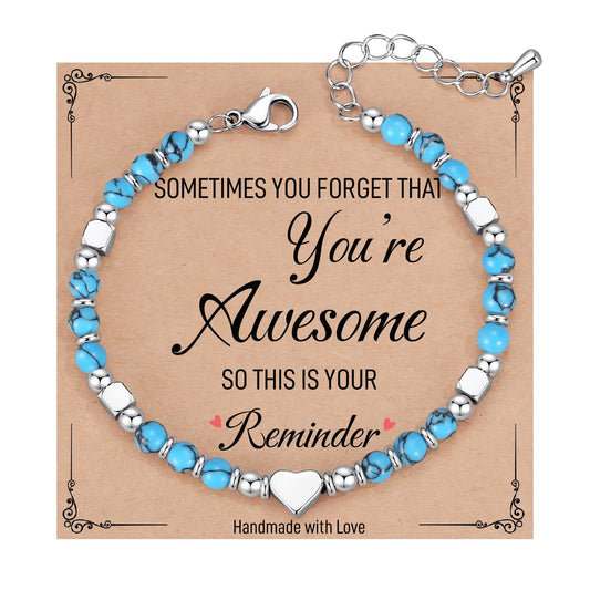 You're Awesome Beaded Bracelet (Blue, Silver)
