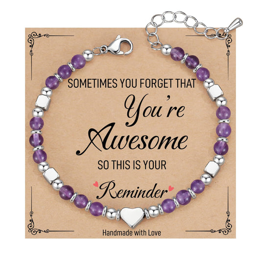 You're Awesome Beaded Bracelet (Purple, Silver)