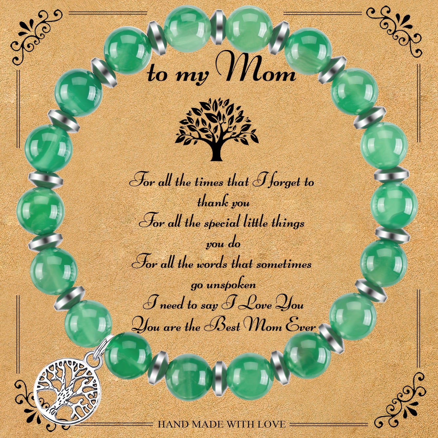 To My Mom Beaded Bracelet (Green)