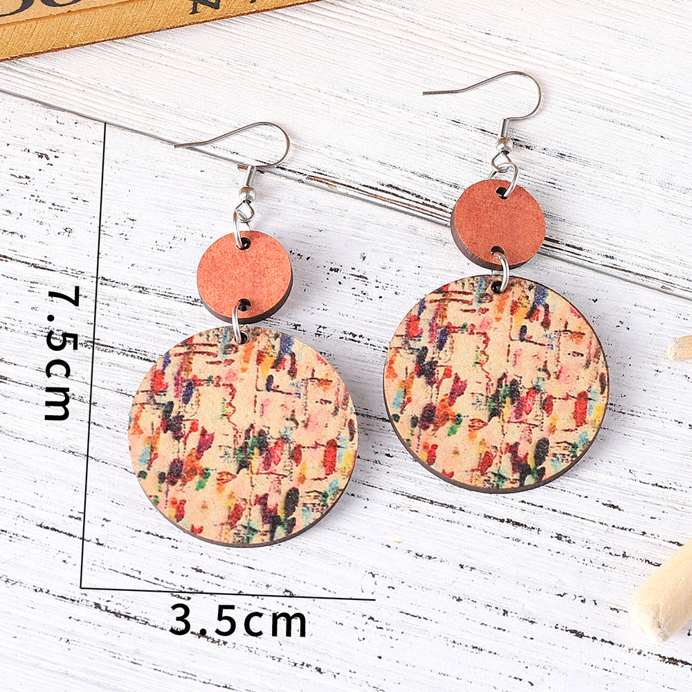 Wood Fashion Earrings (Floral Multi-Color)