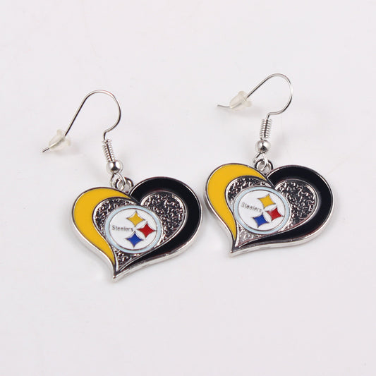 Pittsburgh Steelers Swirl Heart Earrings
