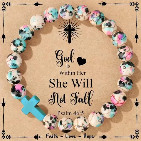 God Is Within Her Beaded Bracelet (Multi- Color)