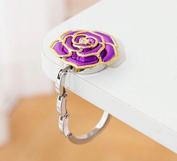 Folded Handbag Holder Table Hook (Multiple Color Roses)