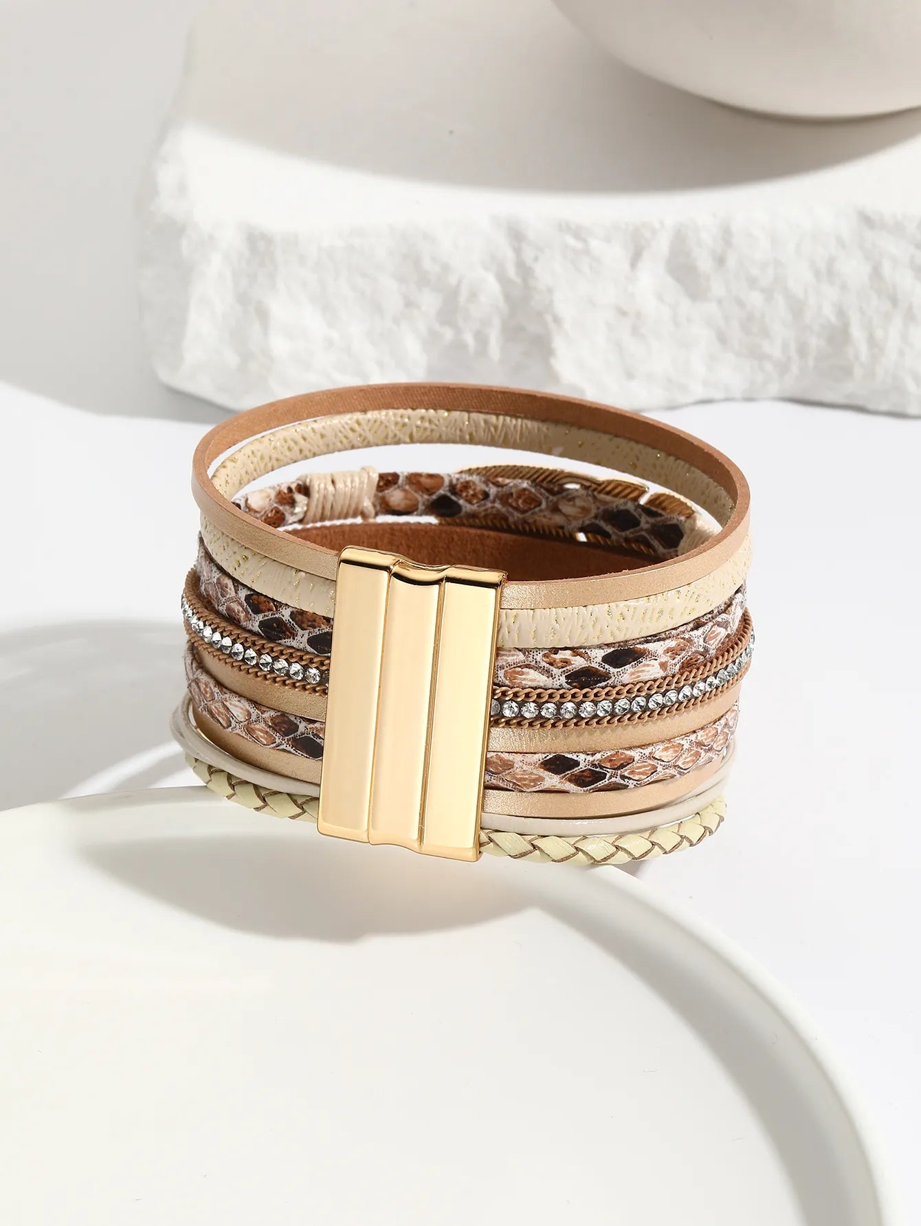 Woven Style Wrap Bracelet (Khaki, Gold, Multi Colors)