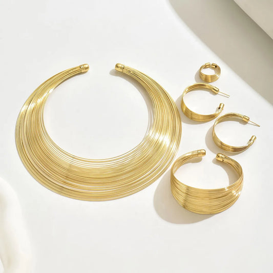 4 Piece Geometric Necklace Set (Gold)