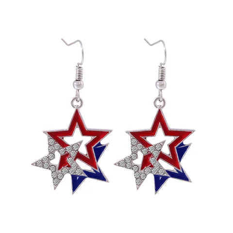 Patriotic Earrings (Red, White, Blue, 3 Stars)