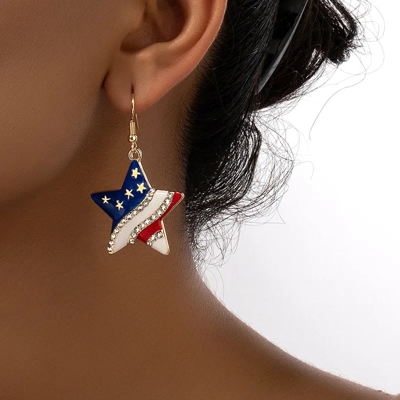 Patriotic Necklace & Earring Set (Red, White, Blue, Star)