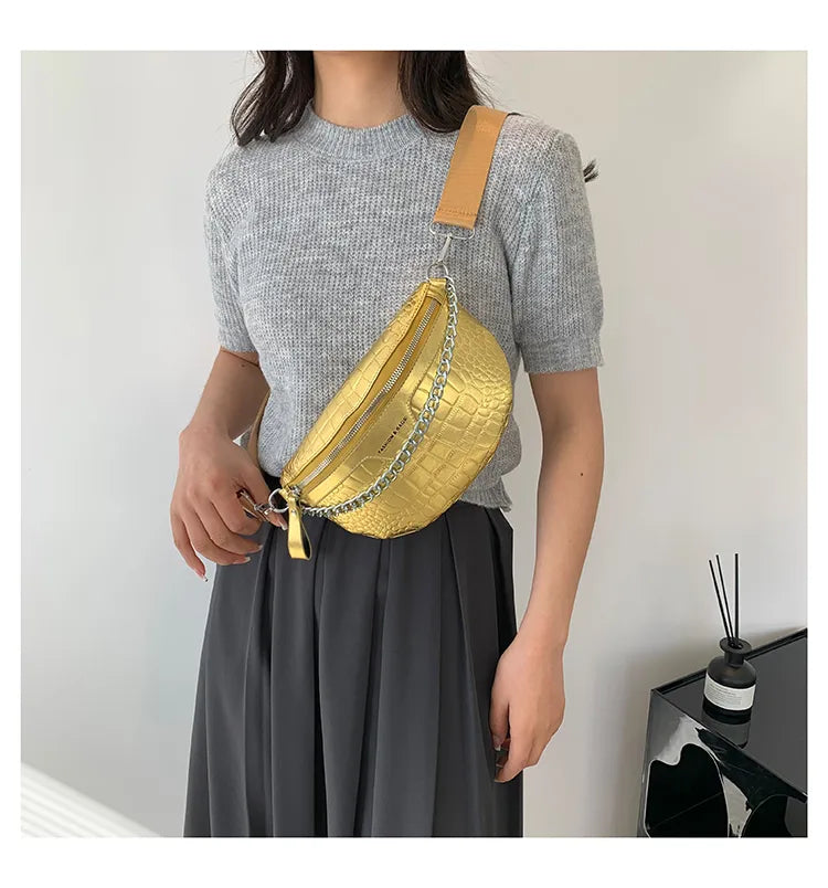 Fashion Fanny Travel Pack Vintage (Metallic Gold, Silver)