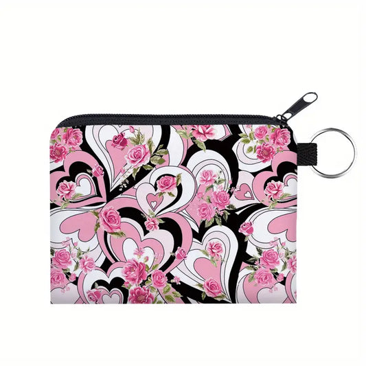 Multipurpose Mini Bag (Black, Pink, Hearts)