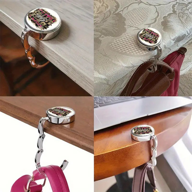 Folded Handbag Holder Table Hook (Faith Over Fear)