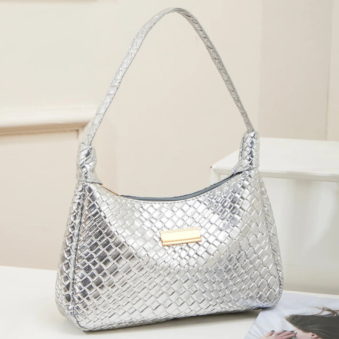 Woven Shoulder Bag (Silver) Price Includes Shipping!